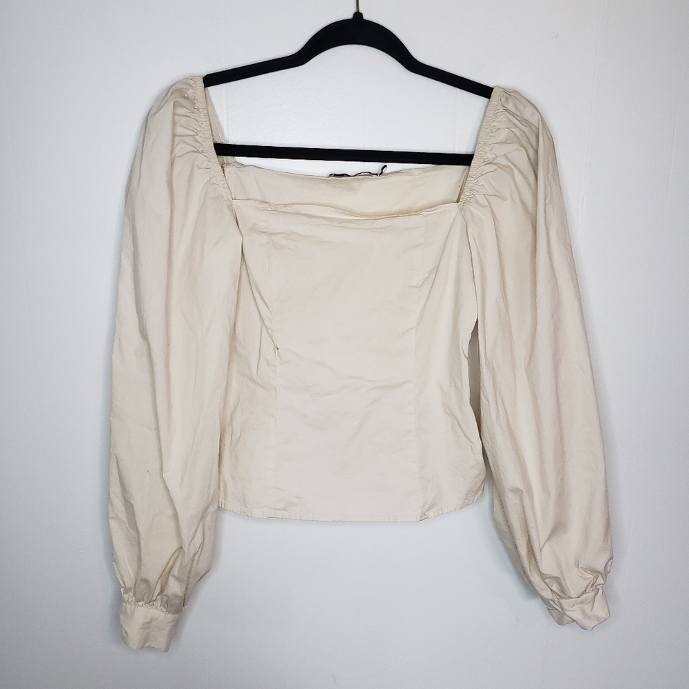 NA-KD Balloon Sleeve Crop Light Pink Blouse Size 36/Small - Picture 2 of 5